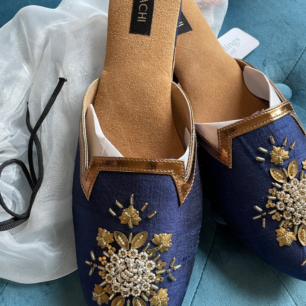 Soft Surroundings NEW  blue silk slip-ons sz. 11